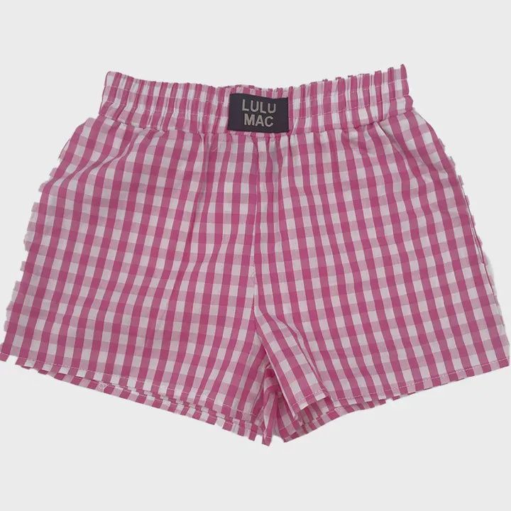 LULU Mac Pink Gingham Kids Shorts