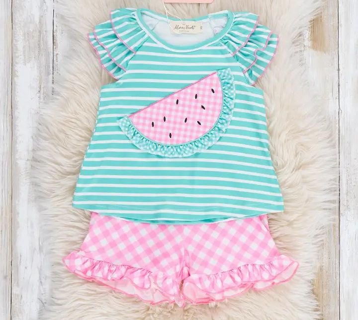 Watermelon Gingham Ruffle Outfit