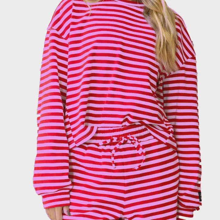 LULU Mac Stripe Longsleeve Top Red/Pink