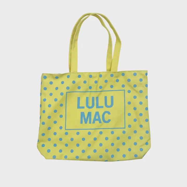 Lulu Mac Canvas Tote Blue Dot On Yellow