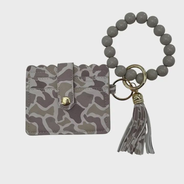 LULU Mac Beaded Wristlet Id Wallet Light Camo