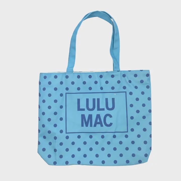 Lulu Mac Canvas Tote Navy Dot on Blue