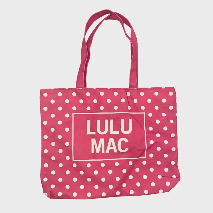Lulu Mac Canvas Tote White Dot on Hot Pink