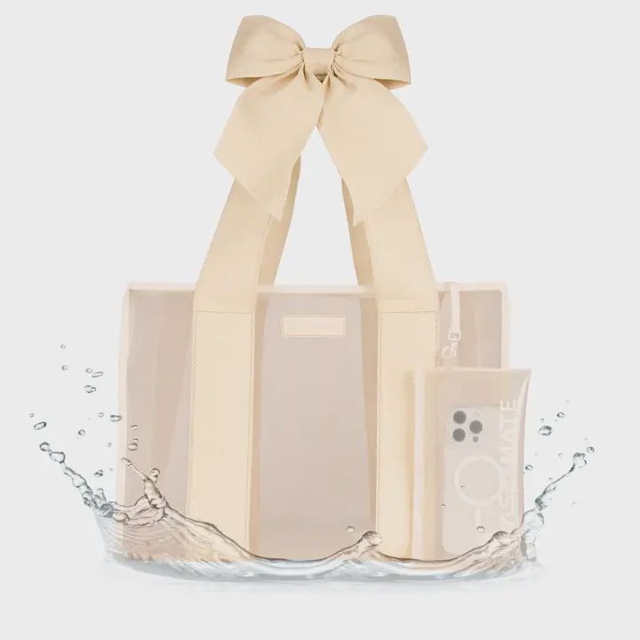 Case-Mate Ecru Raffia Bow Jelly Tote Bag