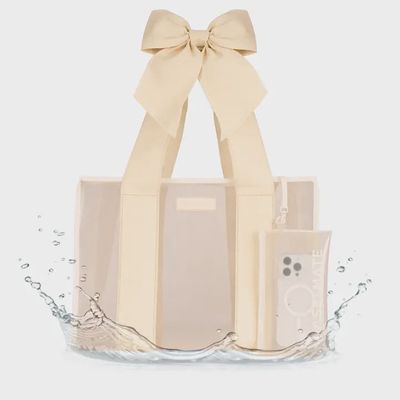 Case-Mate Ecru Raffia Bow Jelly Tote Bag