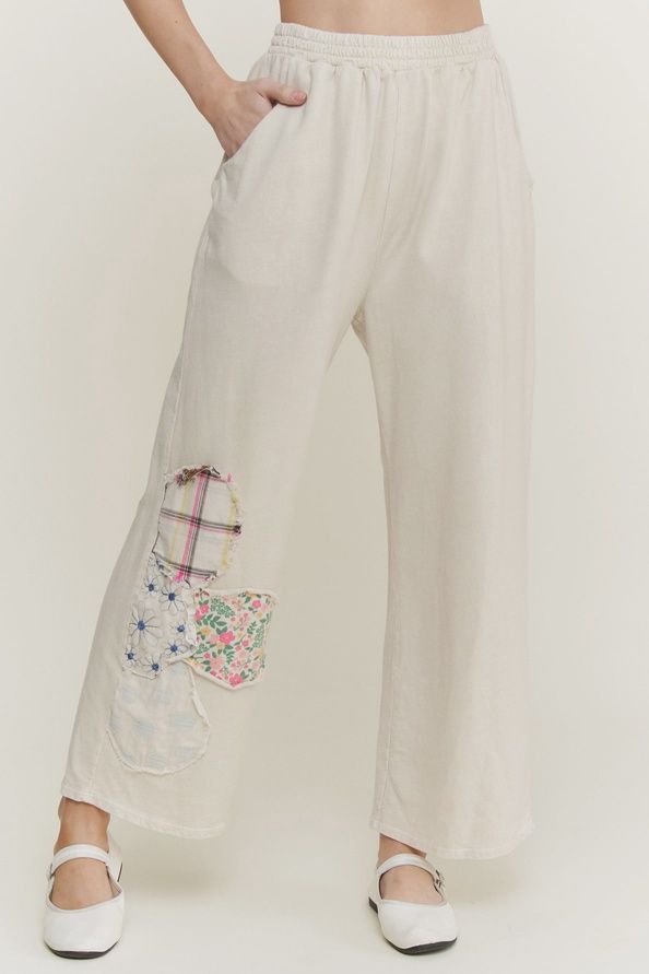 Mineral washed Patched Flower Pants