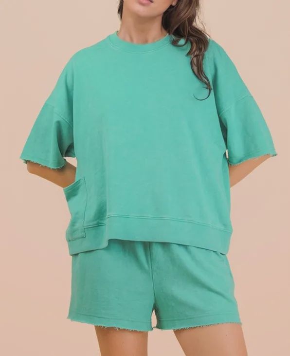 Mineral Washed Knit Casual Shorts