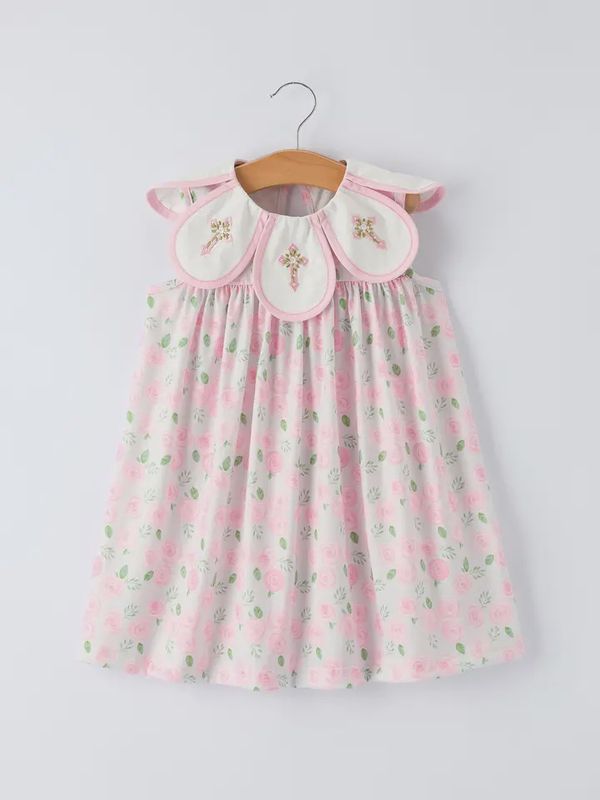 Floral Smocked Petal Peter Pan Collar Dress