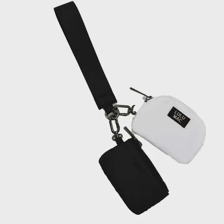 LULU Mac Black/White Double Pouch Wristlet