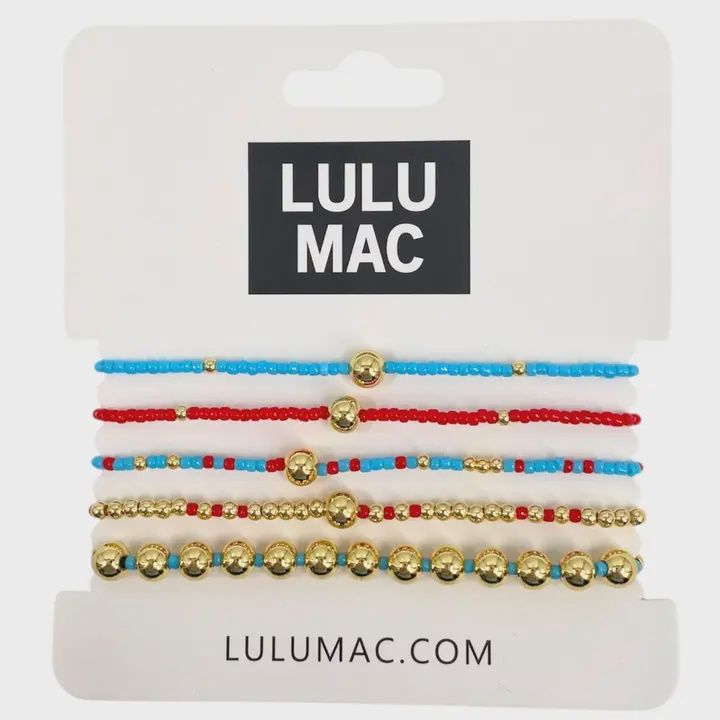 LULU Mac Red &amp; Light Blue Bracelet Set