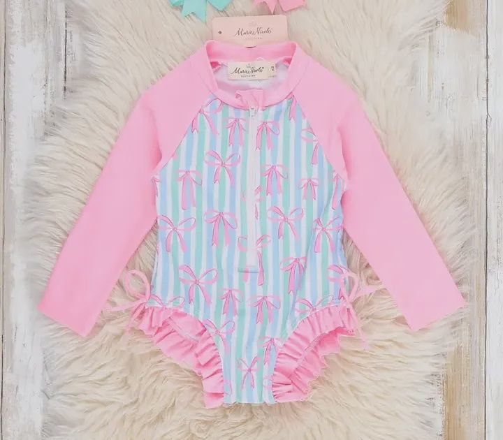 Ocean Breeze Stripe Ruffle Rashguard