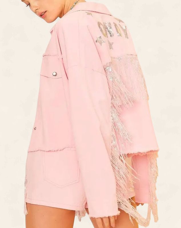 Howdy Sequin Fringe and Star Patches Jacket
