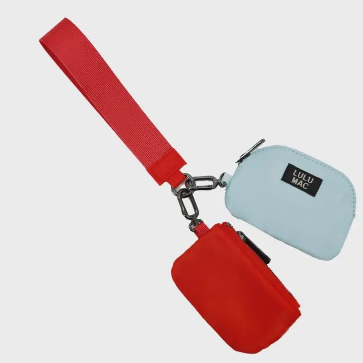 LULU Mac Red/Light Blue Double Pouch Wristlets