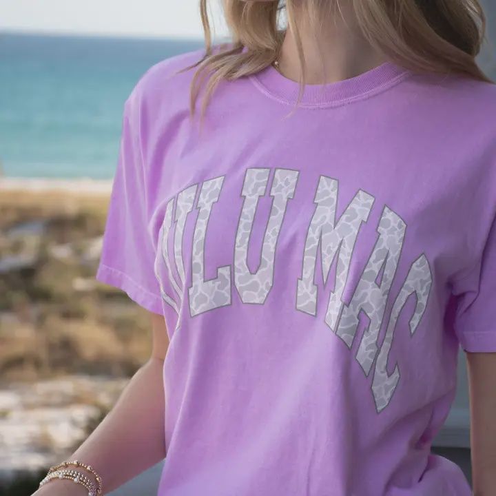 LULU Mac Camo Comfort Colors Tee -Neon Violet