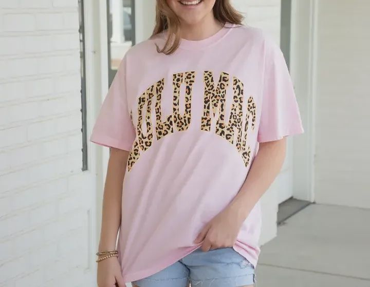 LULU Mac Leopard Comfort Colors Tee -Blossom