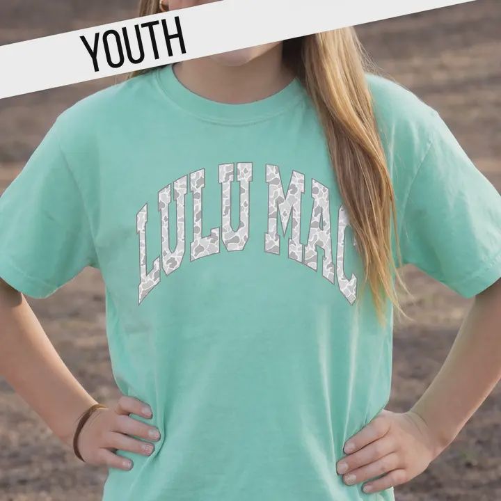 LULU Mac Kids Camo Comfort Colors Tee -Chalky Mint