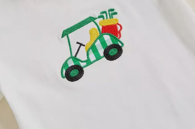 Embroidered Preppy Golf Boy Shorts Set