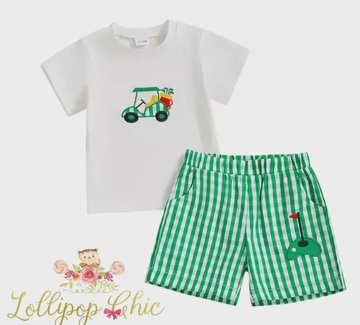Embroidered Preppy Golf Boy Shorts Set