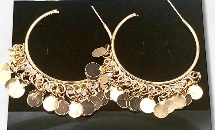Boho Metal Sequin Hoop Earring-Gold