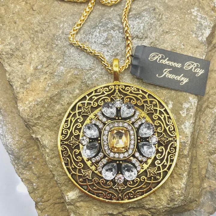 Boho Vintage Gold Statement Medallion Necklace