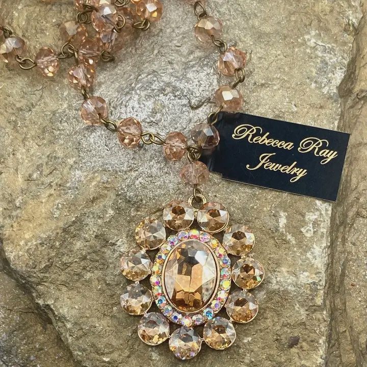 Vintage Crystal Beaded Concho Statement Necklace