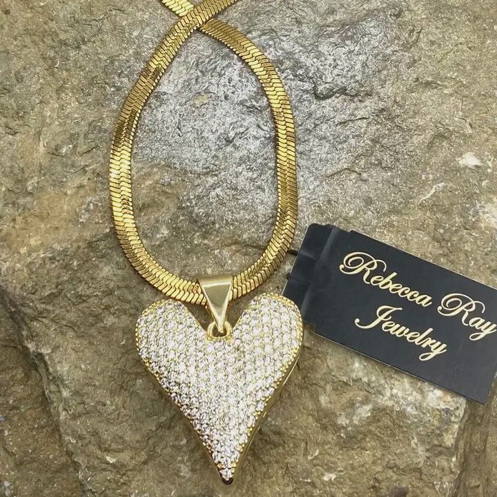 Crystal Puffed Heart Necklace