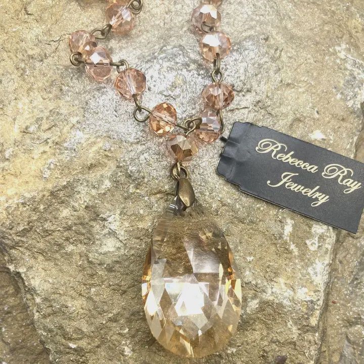 Vintage Crystal Necklace with Crystal Teardrop Charm