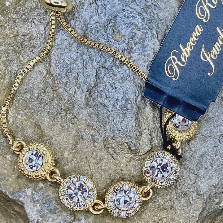 Boho Crystal Charm Slide Bracelet