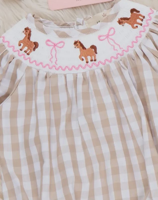 Little Pony Meadow Smocked Bubble Romper