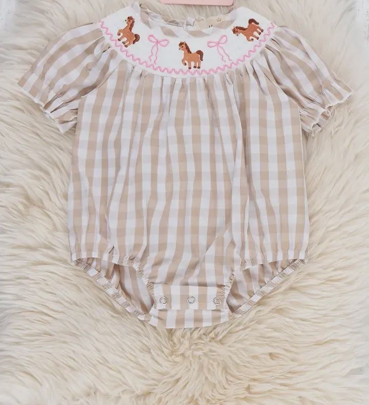 Little Pony Meadow Smocked Bubble Romper