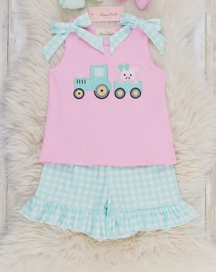 Tractor Tots Embroidered Ruffle Outfit