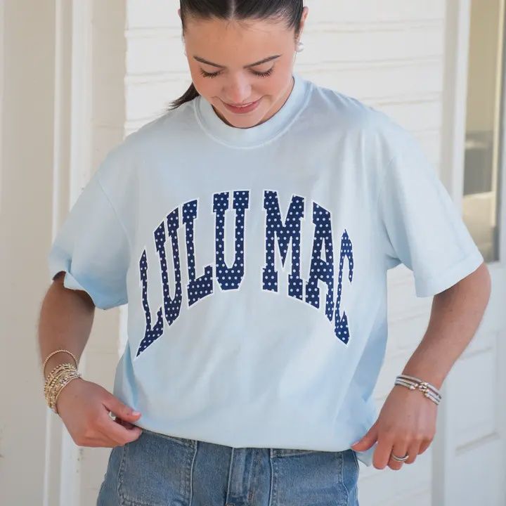 LULU Mac Polka Dot Adult Chambray Comfort Colors Tee