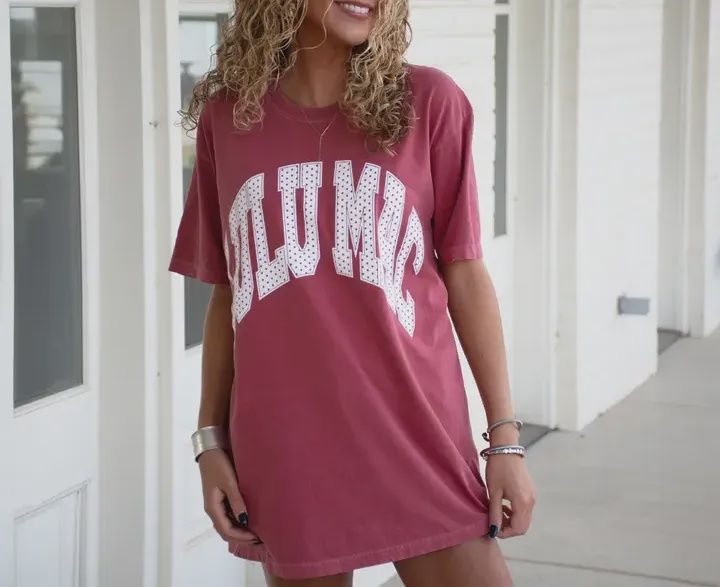 LULU Mac Polka Dot  Crimson Comfort Colors Tee