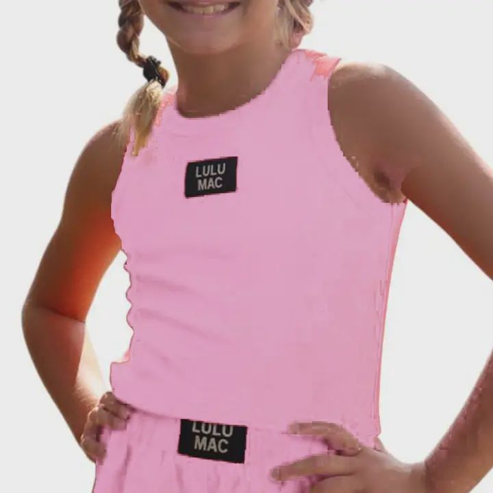 LULU Mac Light Pink Kids Solid Tank