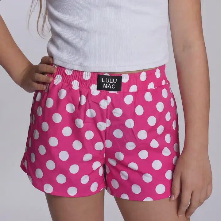 LULU Mac Kids Polka Dot Shorts - Hot Pink