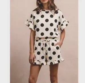 Polka Dot Ruffle Top