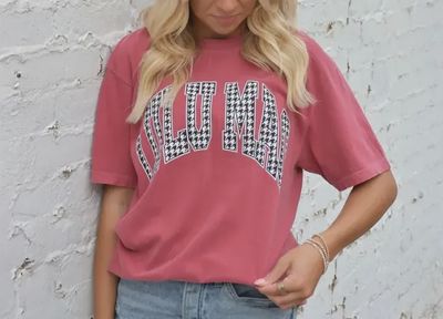 LULU Mac Houndstooth Adult Crimson Comfort Colors Tee