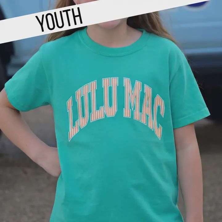 LULU Mac Kids Stripe Cream Sickle Sky/Island Green Comfort Colors Tee