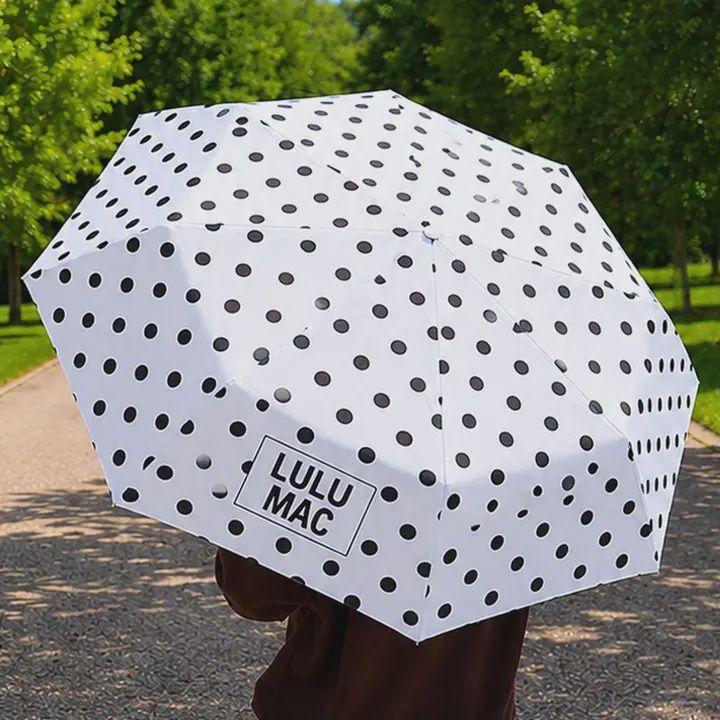 LULU Mac Umbrella White w/ Black Dot