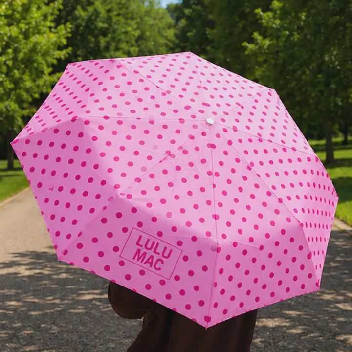 LULU Mac Umbrella Pink w/ Hot Pink Dots