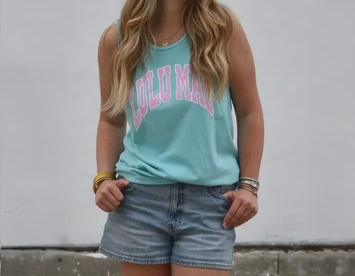 LULU Mac Polka Dot Chalky Mint Comfort Colors Tank