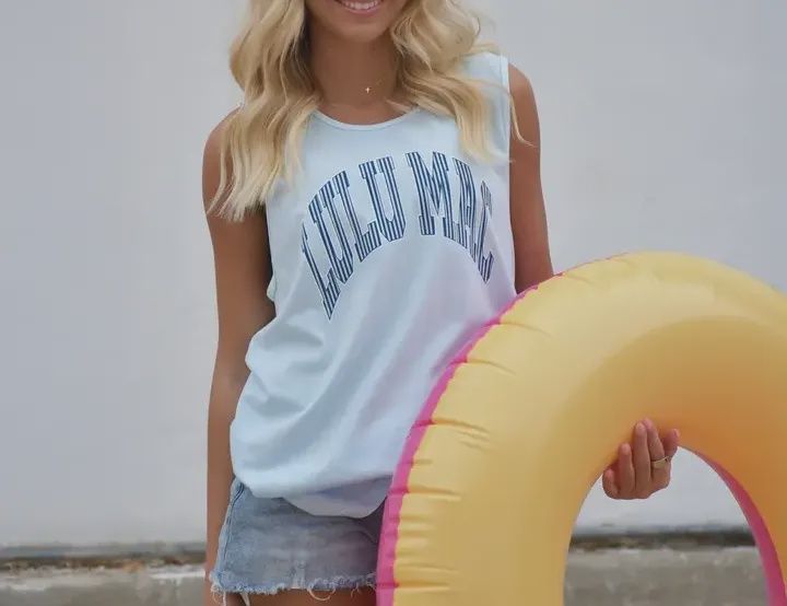 LULU Mac Stripe Adult Chambray Comfort Colors Tank