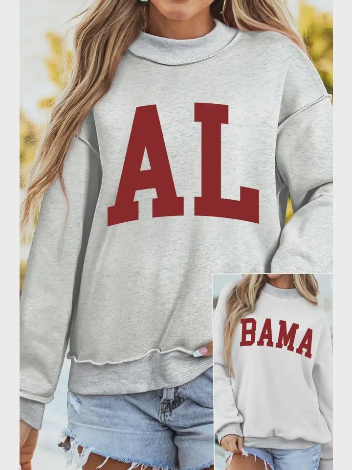 Al/ Bama Double Side Printed Mock Neck Reversible Sweatshirt