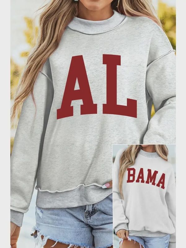 Al/ Bama Double Side Printed Mock Neck Reversible Sweatshirt