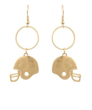 Game Day Football Helmet &amp; Small Circle Earrings