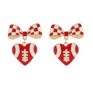 GameDay Football Ribbon &amp; Heart Earrings