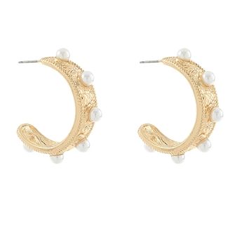 Pearl Station Textured Hoops