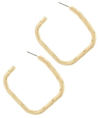 Geometric Square Textured Hoops