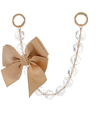 Faceted Clear Balls w/ Natural Bow Bag Chain