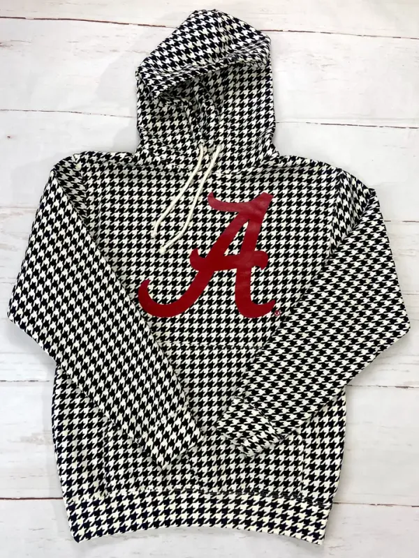 Alabama Houndstooth Crew with Hood